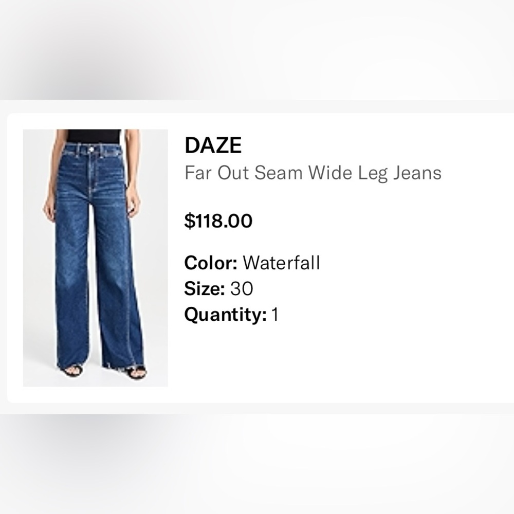 DAZE Far Out Seam Wide Leg Jeans, Size 30 - Picture 6 of 9